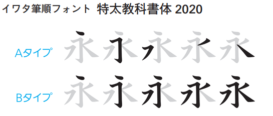 イワタ筆順フォント特太教科書体2020 (I-OTF-A/B筆順～ H)