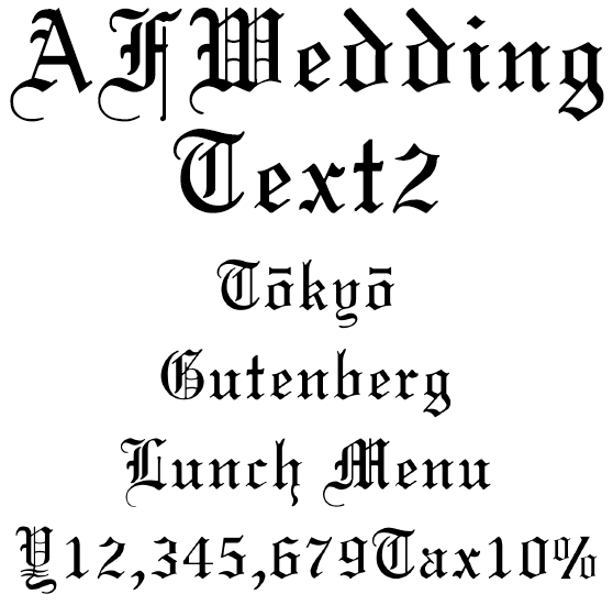 アメコミ古文書 欧文フォント AFWeddingText2