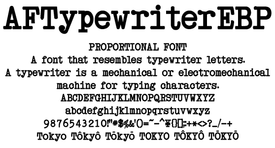 タイプライター風本文用欧文 AFTypewriterEBP Mac&Win版 by フォントユーコム - フォント・書体販売 ｜ デザインポケット