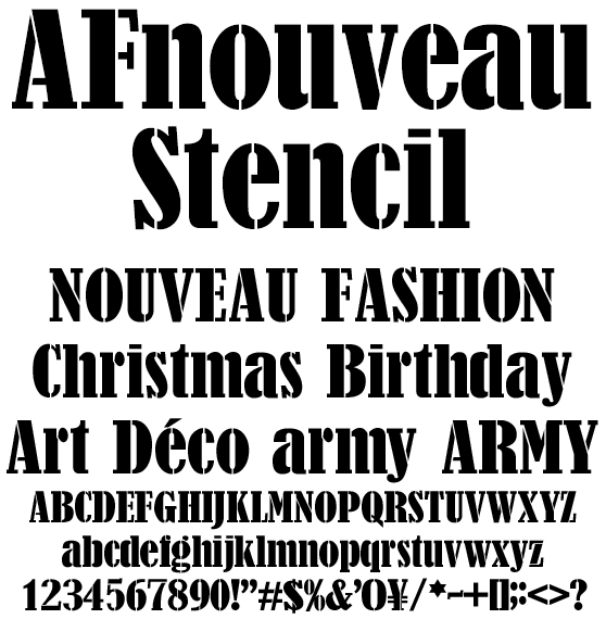 アールデコ調なステンシル欧文 AFnouveauStencil