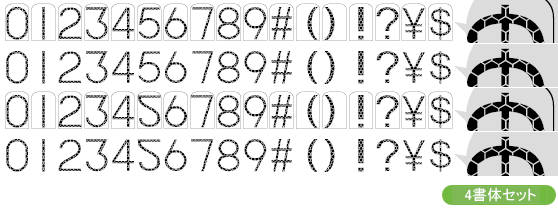 ニキシー管風な数字フォント4fontセット