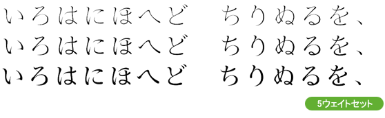 F1000-金鉄ミBT Kna W1/W2/W3/W4/W5 5書体セット (Tetsuya Kimura)