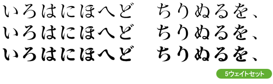 F1000-金鉄ミDT Kna W5/W6/W7/W8/W9 5書体セット (Tetsuya Kimura)