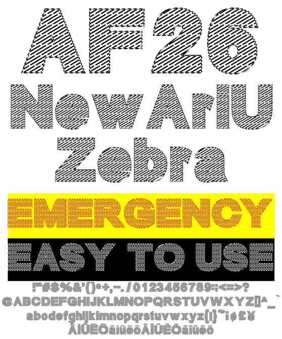 ゼブラ欧文 AF26NewAriUZebra