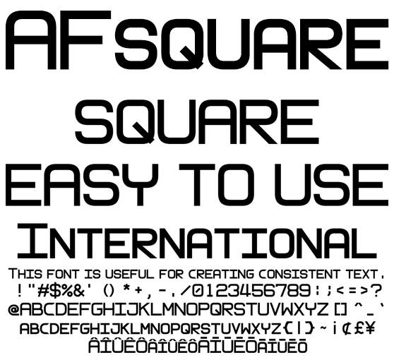 四角ぽいボディな欧文 AFsquare