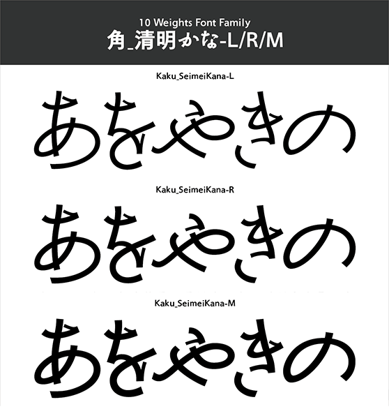 角_清明かな-テキスト用3書体セット(L/R/M)