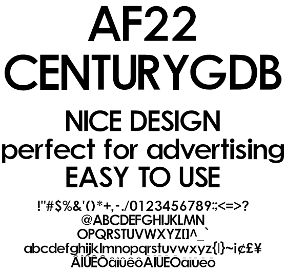 オールマイティな欧文 AF22CENTURYGDB