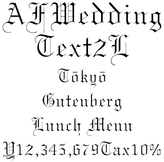 アメコミ古文書 欧文フォント AFWeddingText2L