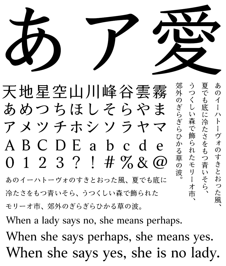 凝明朝体 文字サンプル