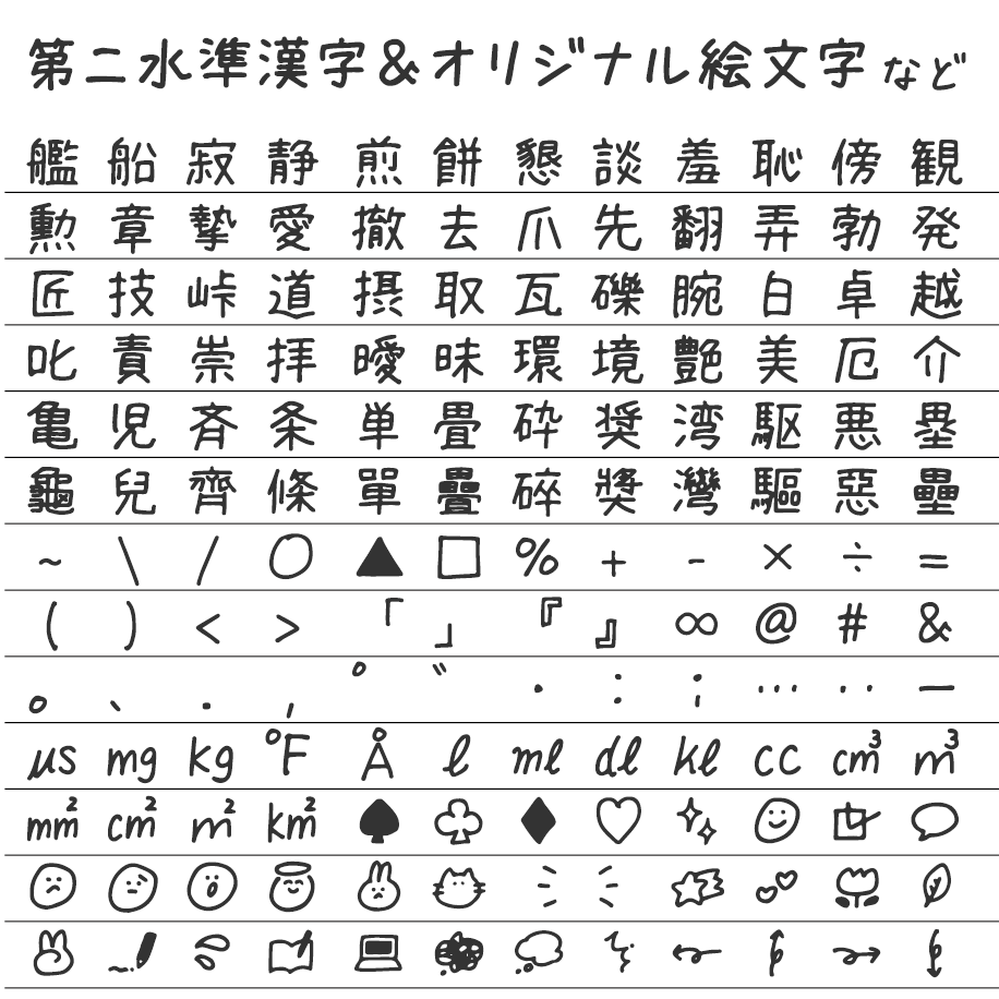 まち@machicooooo まちのてちょう 第二水準漢字＆オリジナル絵文字＆記号