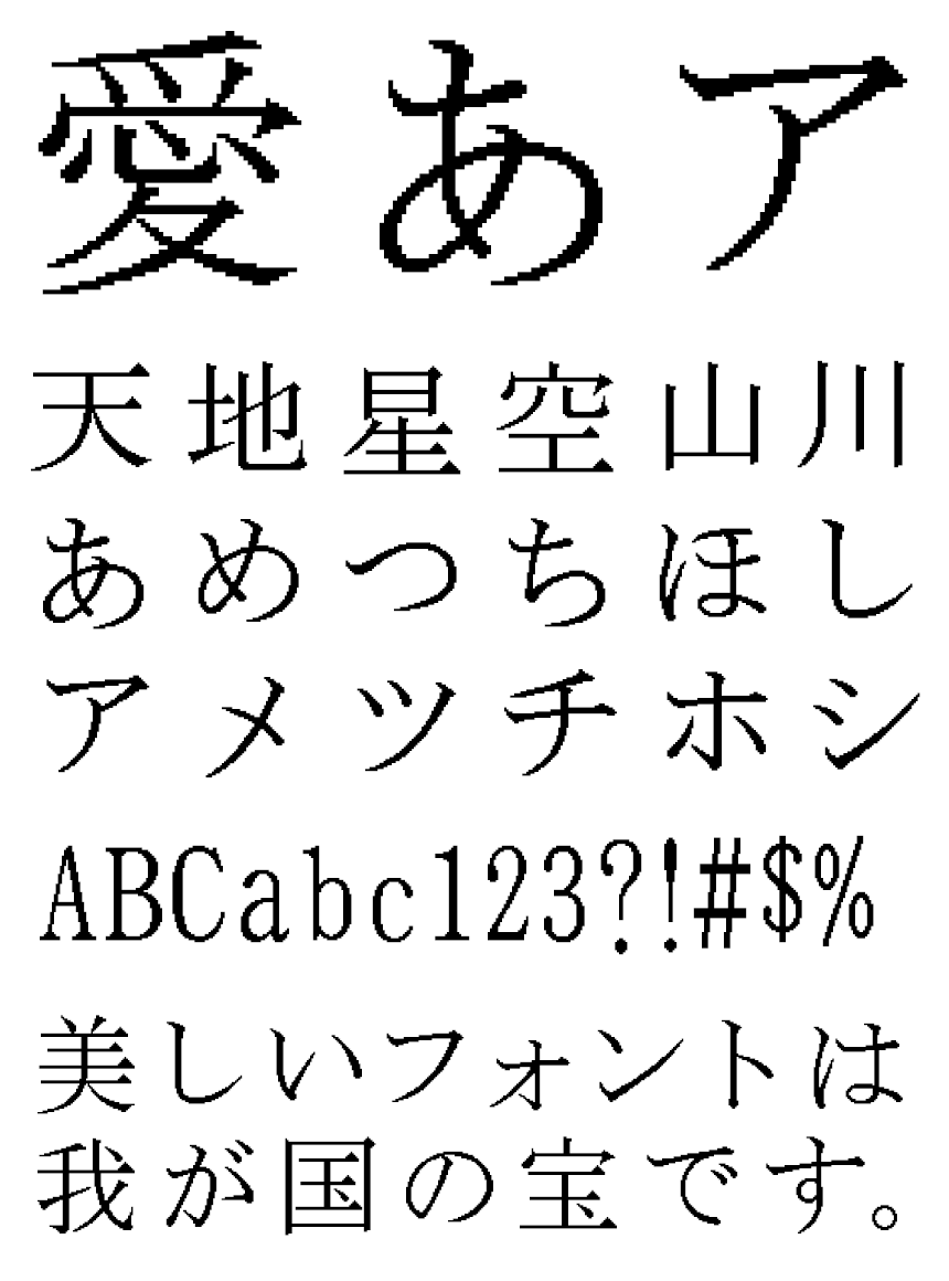 リコー フォント ドット HGドット_明朝M64-60