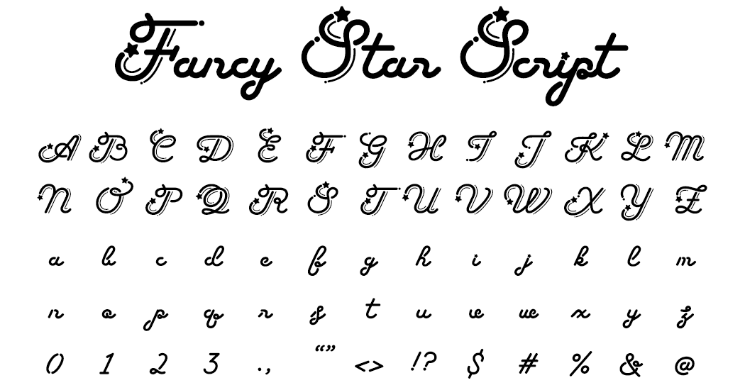 Fancy Star Script ss1 シティポップでレトロな筆記体、スクリプト体