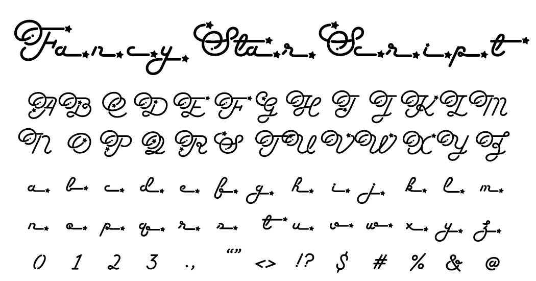 Fancy Star Script ss10 シティポップでレトロな筆記体、スクリプト体
