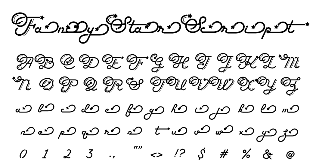Fancy Star Script ss11 シティポップでレトロな筆記体、スクリプト体