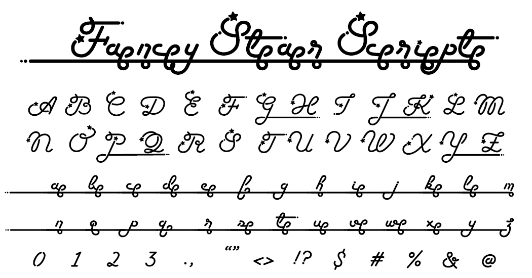 Fancy Star Script ss13 シティポップでレトロな筆記体、スクリプト体
