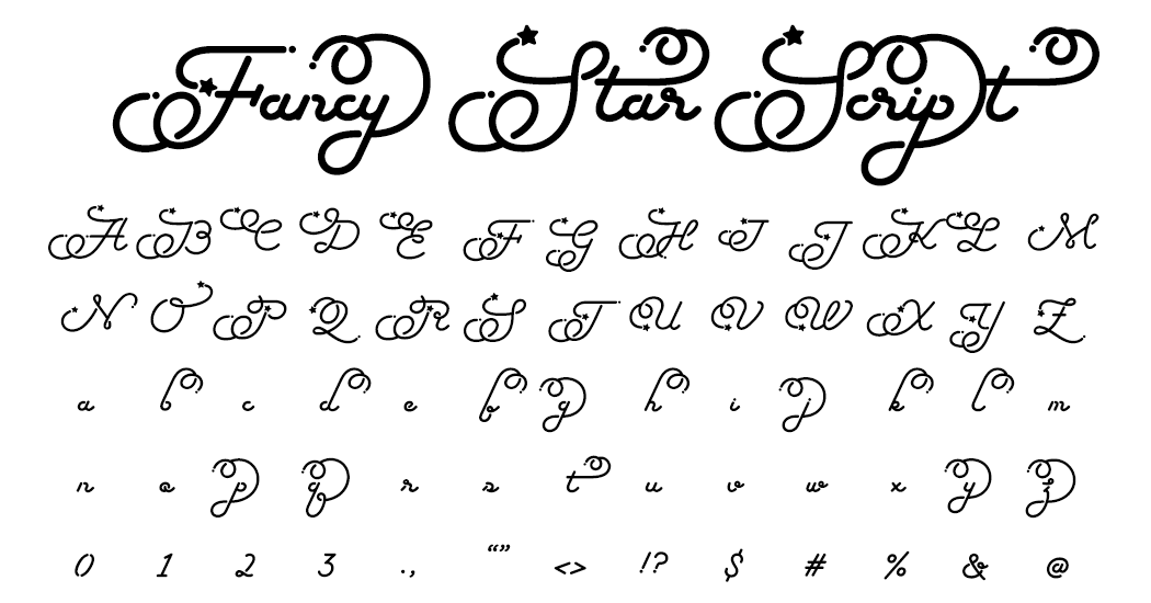 Fancy Star Script ss14 シティポップでレトロな筆記体、スクリプト体