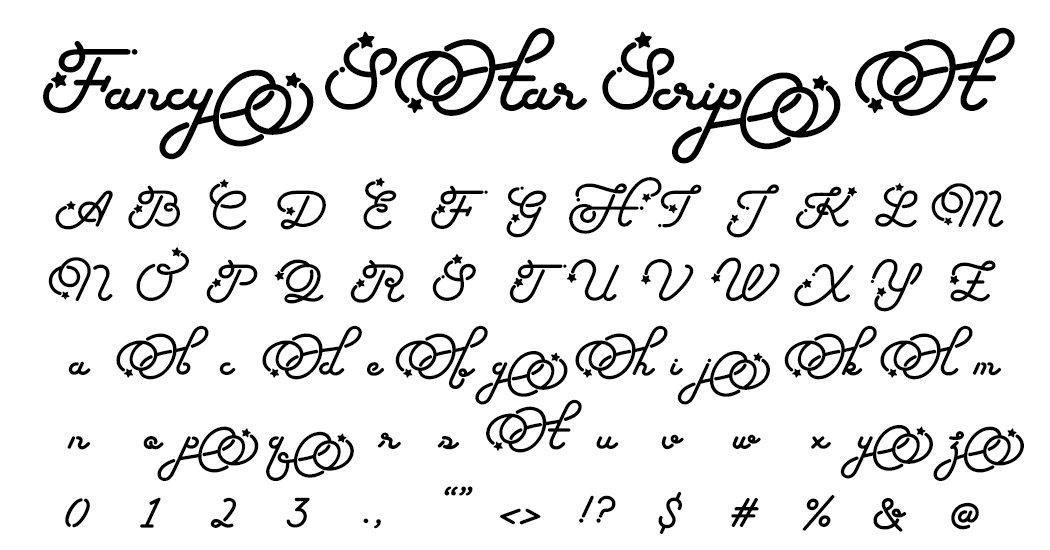 Fancy Star Script ss16 シティポップでレトロな筆記体、スクリプト体