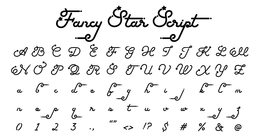 Fancy Star Script ss17 シティポップでレトロな筆記体、スクリプト体