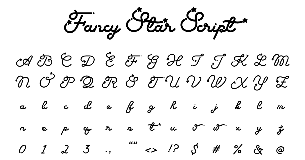 Fancy Star Script ss18 シティポップでレトロな筆記体、スクリプト体