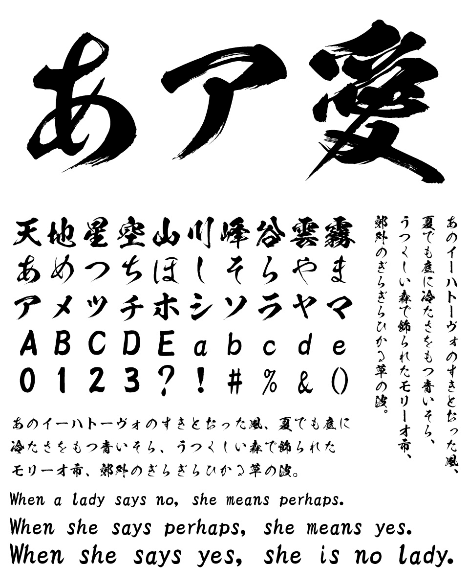 筆文字フォント 毛筆フォント 飛龍書体 文字組み見本