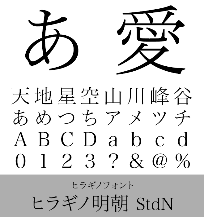 実力派 本文書体 ヒラギノ明朝 StdN