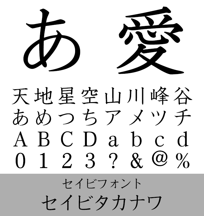 実力派 楷書 セイビタカナワ