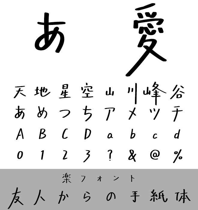 実力派 手書き書体 友人からの手紙体