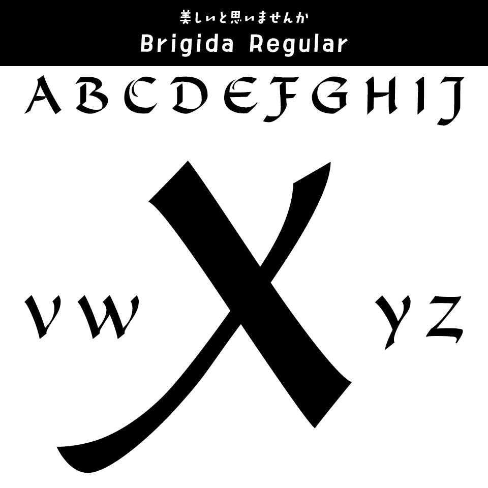 「Xがかっこいい」フォント 髭筆フォントシリーズ Brigida Regular