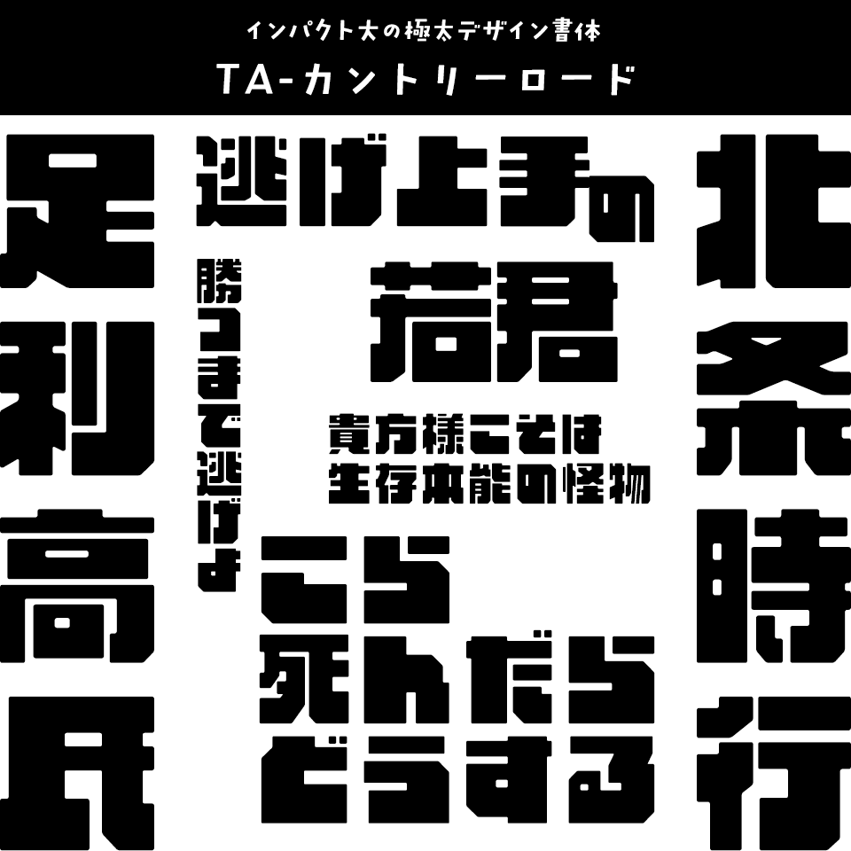 「逃げ上手の若君」に合うフォント TA-カントリーロード (たけ)