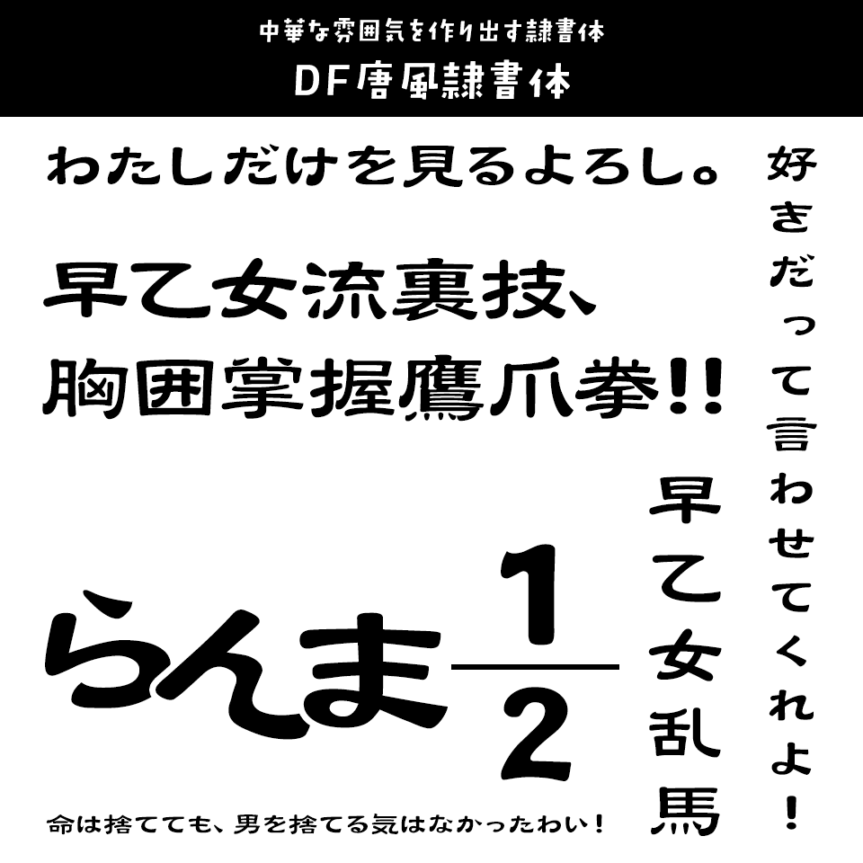 「らんま1/2」に合うフォント DF唐風隷書体