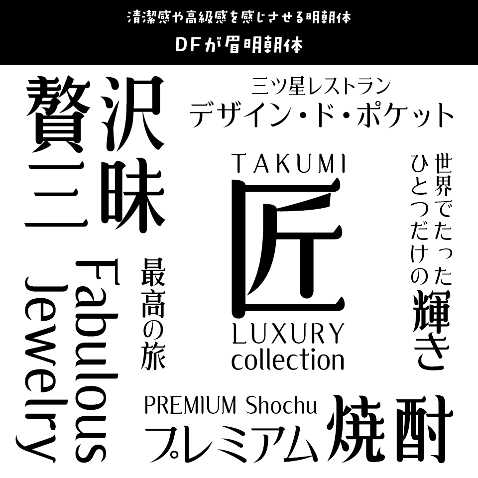 「高級感」のあるフォント DF娥眉明朝体