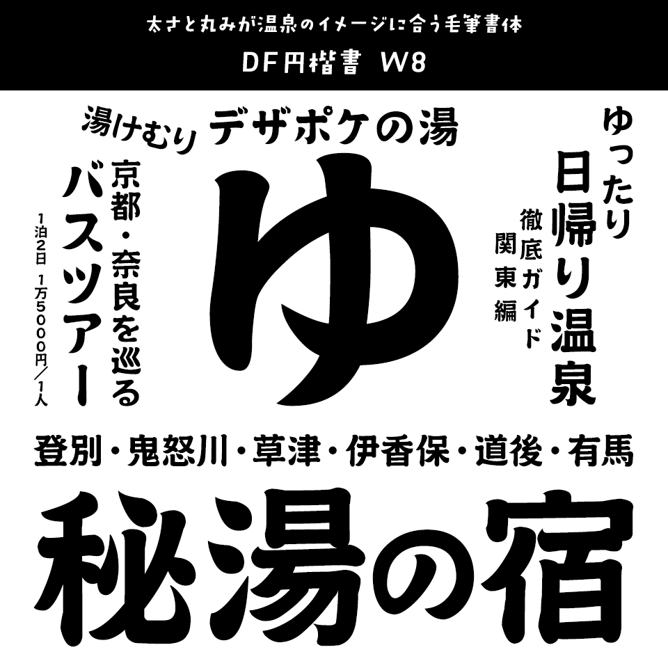 「温泉」に合うフォント DF円楷書 W8