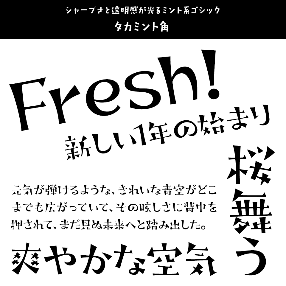 「フレッシュ」に合うフォント タカミント角