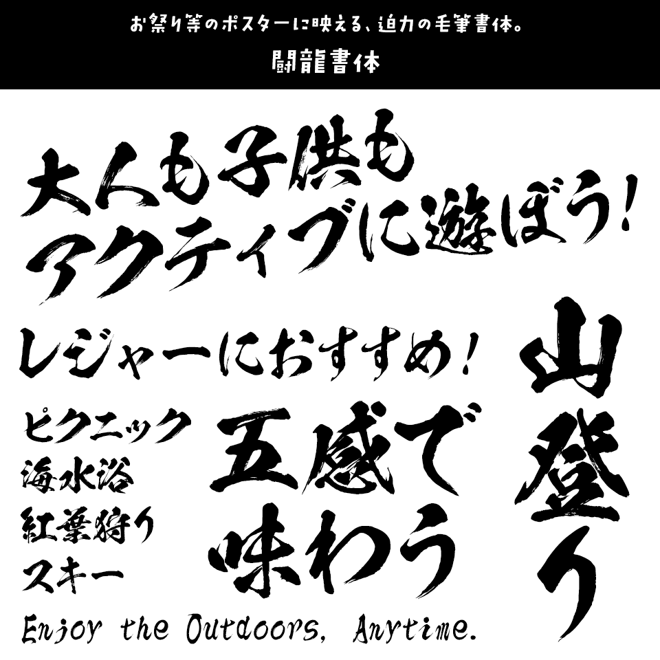 レジャーに合うフォント 闘龍書体